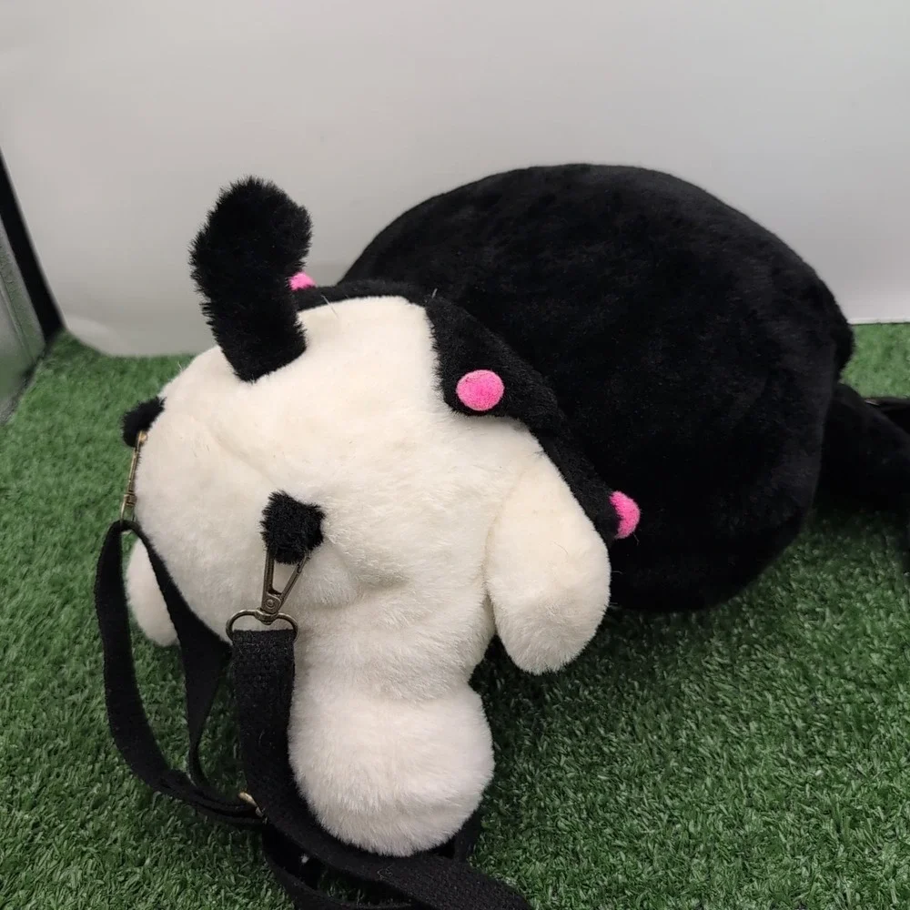 Kuromi Plush Stuffed Black White Animal Adjustable Straps Backpack 11.5